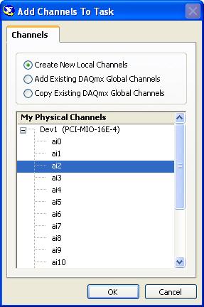 Lesson 2 Data Acquisition Hardware and Software 10. Click the green + button and select Create New Local Channels.
