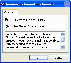 To rename the channel, right-click the channel and select Rename from the shortcut menu. Rename the channel Square Wave. 12.
