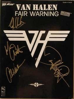 Framed and Signed Van Halen Diver Down Music Book Sheet Music Signed by David Lee Roth, Alex and Eddie Van Halen, and Michael Anthony 33.