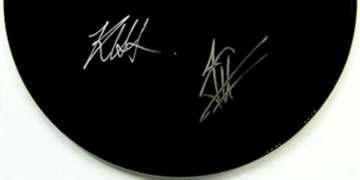 Framed U2 16 Inch White Evans Drum Head Signed by Bono, The Edge, Adam Clay, and Larry Mullen 14.