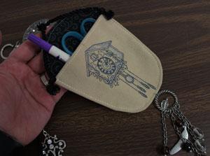And you are done! The scissor holder is the perfect size for most small embroidery scissors. There is also plenty of room for a pen or two!
