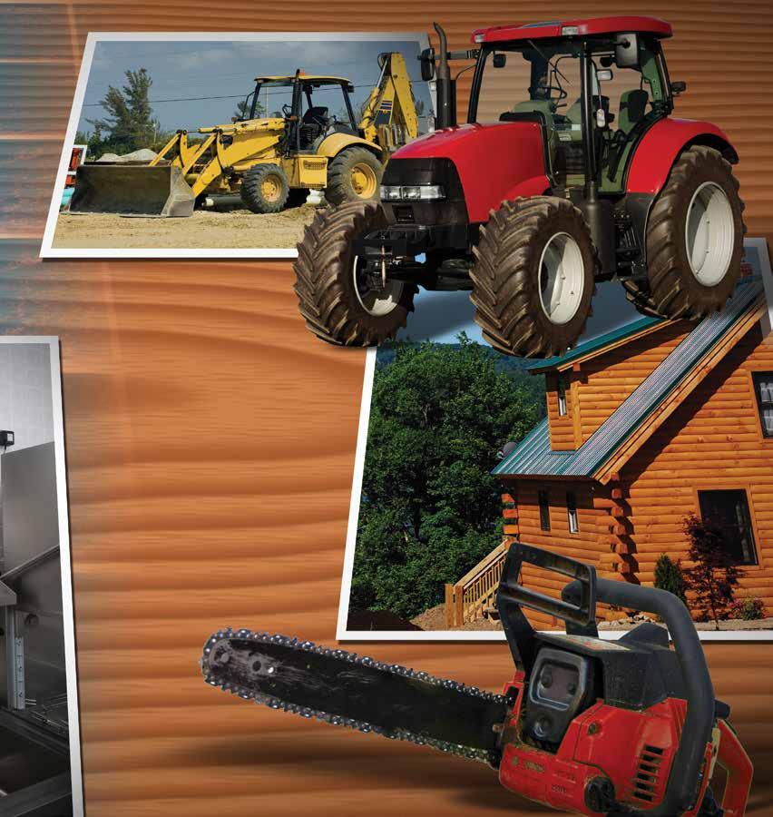 Farm/Landscaping Tractors Lawn Mowers Chainsaws Woodworking Log Cabins