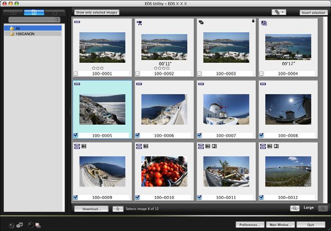 Valitud piltide arvutisse mälukaardile salvestatud piltide hulgast saate vaadata ja valida pilte ning laadida need arvutisse. rida [Lets you select and download images/vali ja laadi soovitud pildid].