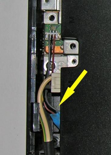 The main point to remember is that you are simply looking for the point at which the wires from the fan connect to the main system board.