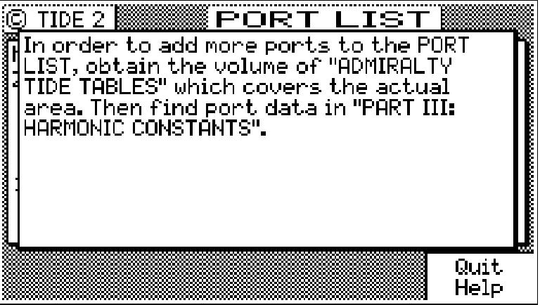 Adding A Port To add a port to the list, first locate it in Part III of the tide table book, then