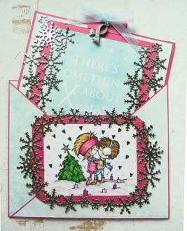 30 13 cm Collectables: COL1314 (Tab), Arc), CR1346 (Ice Crystals-Border), Clear stamps: DDS3354, Inkpad: Memento tuedo black, Promarkers, Pretty Papers bloc: PK9128 (Nordic Winter), Cardstock: white,