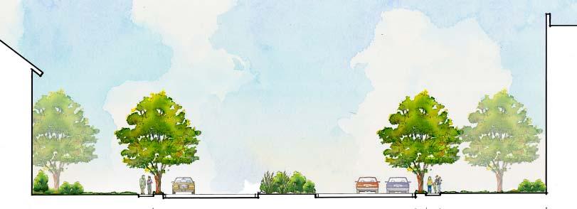 NEWTOWN ROAD: PROPOSED STREET SECTION VARIES 10'