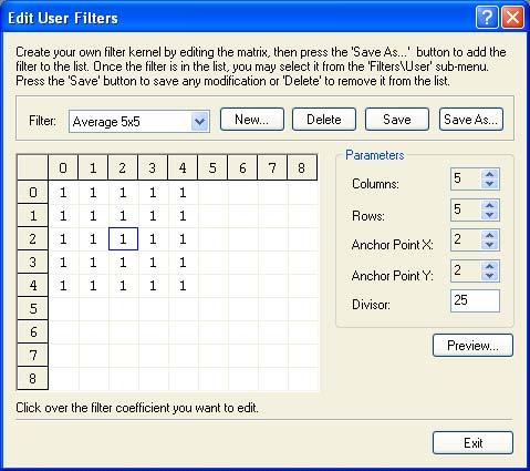 5.10. Create a User-defined Filter The User Filter utility has the flexibility to apply a custom filter and save the kernel for future use.