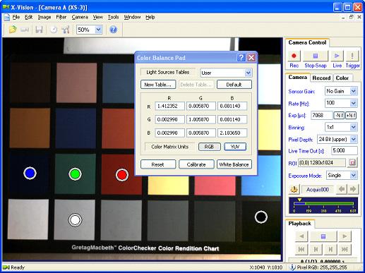 5.17.2. Color Balance Adjustment Build user-defined color tables with the Color Balance procedure. 1. Select Camera from the main toolbar 2. Select Advanced > Color Balance. 3.