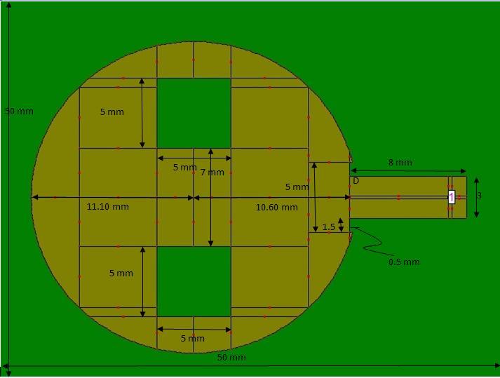 electromagnetic simulator. calculated as below equtions. For designing the proposed Microstrip patch antenna, the dimensions are c W 2 f ( 1)/ 2 r (1) Where c is the velocity of light, Єr (4.
