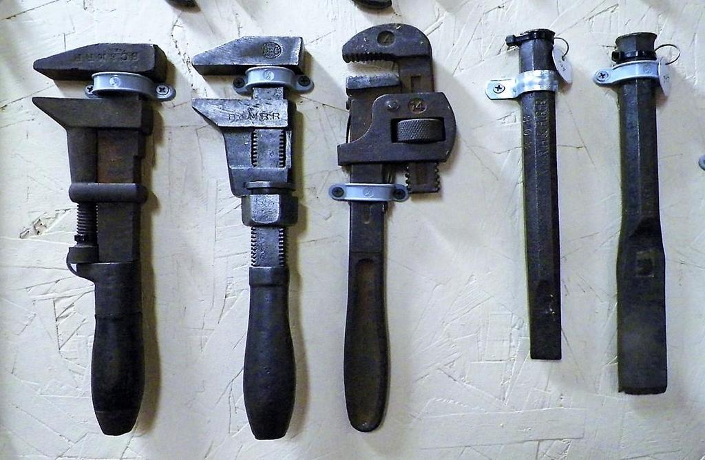 L/R Monkey Wrench s Cold Chisel s Boston Concord & Montreal Railroad Monkey Wrench /w wood handle. Boston & Maine Railroad Monkey Wrench /w wood handle.