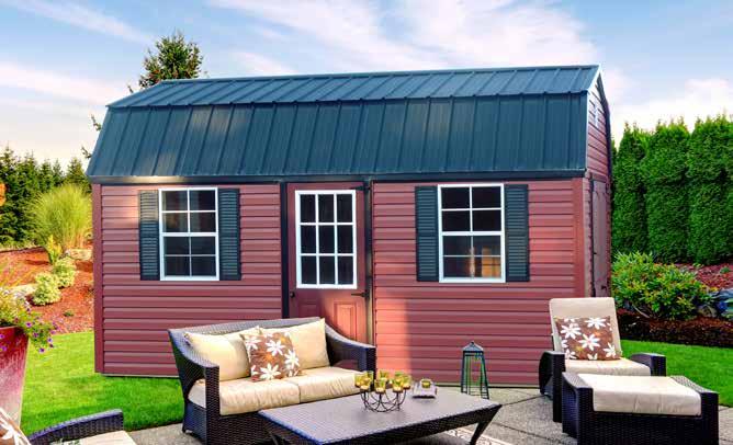 Two 4' Lofts On High Barn VINYL HIGH BARN VINYL LOW BARN 72" WALL HEIGHT 42" WALL HEIGHT DELUXE & PORCH NOT STUDS 24 ON-CENTER Shown with black shingles,