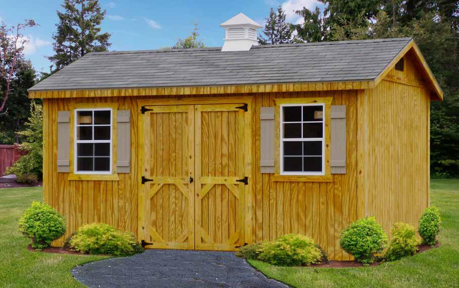 You can even add windows, shutters, or flower boxes to enhance the looks of this outstanding portable storage buildings.