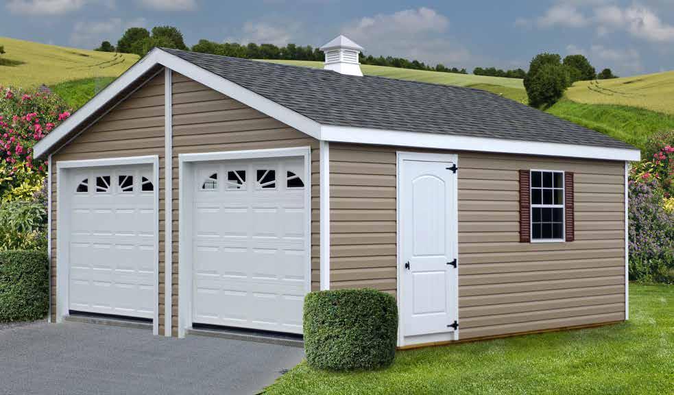 Featuring A-frame styling, our double-wide garages are delivered in two pieces and assembled on site.