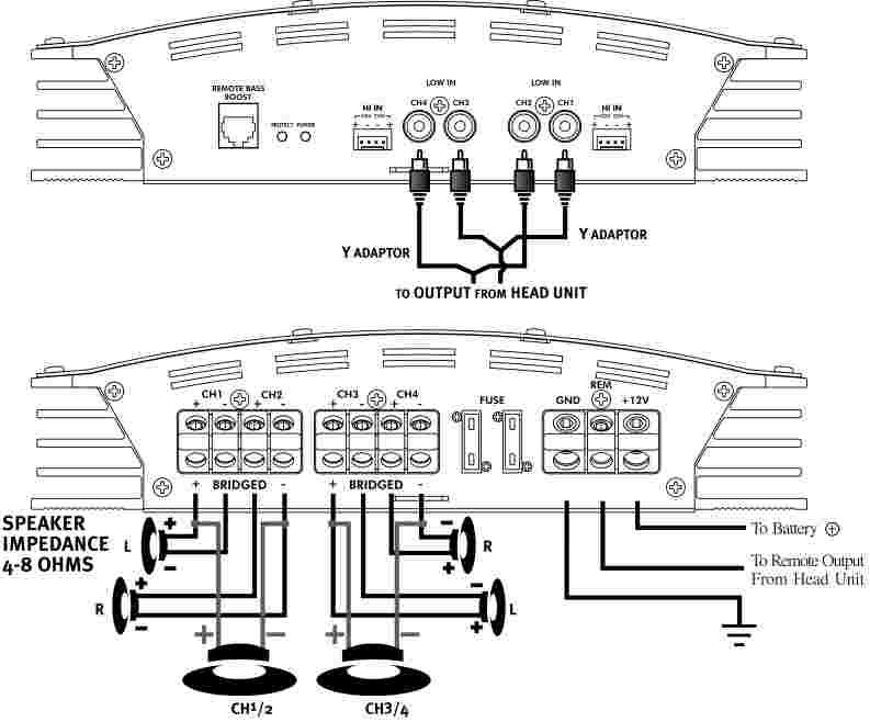 System Wiring 4 CHANNEL TRI-MODE CONFIGURATION VIBE 412/422 Precautions Before you drill or cut any holes, investigate your car's layout very carefully.