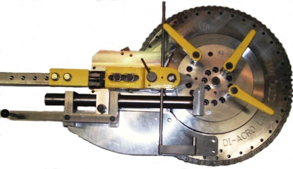 To mount Quik-Lok Clamp on Di-Acro No. 4 Bender for clockwise forming, insert 3/8 dowel pins (K) and (K-1) in holes to bender base casting.