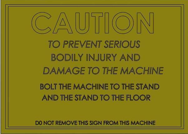 Before bender is set up for operation, mount on work bench or stand. *IF BENDER IS MOUNTED ON ITS OWN STAND, SECURE STAND TO FLOOR.