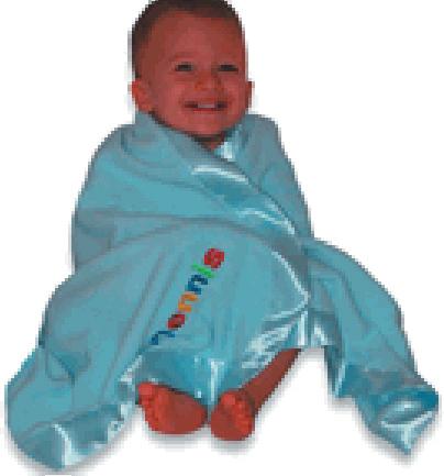 MICROFLEECE BABY BLANKET Made of 100% micro-fiber polyester fabric. Packaged individually in zippered vinyl bag.