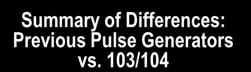 VNS Therapy Pulse Generators Comparison Summary of Differences: Previous Pulse Generators vs. 103/104 Size Comparison of the Model 103 vs.