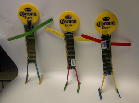 3 Corona Beer tokens Head Dudes Heads are made Corona Beer tokens glued to a memory computer RAM for
