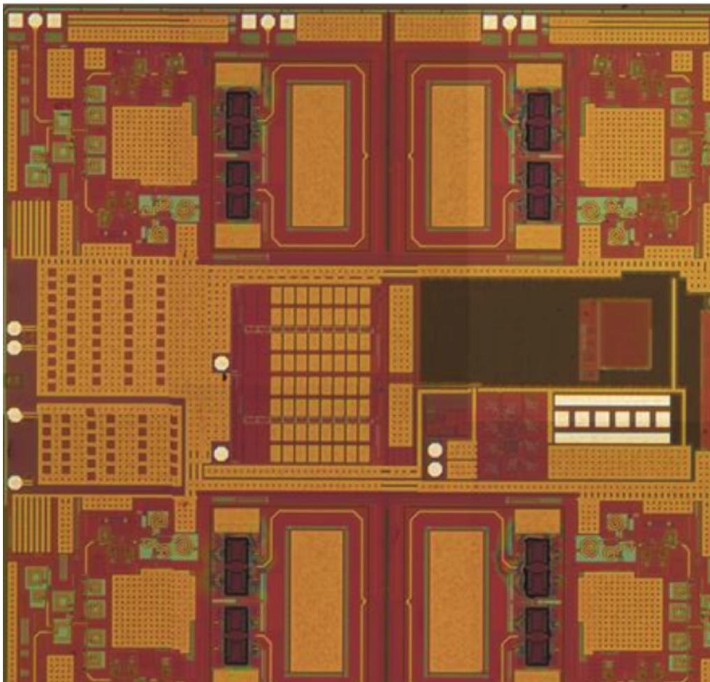 Page 28 Quad-chip IC (RFMEMS SPDTs) Chip Size: 4 x 3.85 mm Supply voltage(s): RF function blocks: 2.