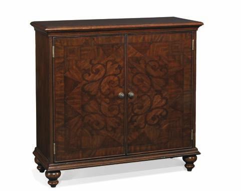 17 This beautiful Jacobean marquetry door chest is constructed of gmelina with intricate