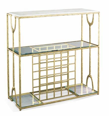 28 BOOKCASES & CONSOLES This wine console design not only provides bottle storage but serves as a bar/server in a very compact but functional scale.