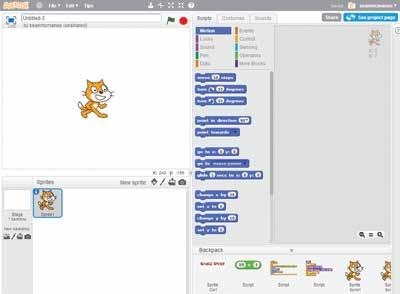 14 Introducing Scratch If you re using a Raspberry Pi, you re using Scratch 1.4. If you re using Scratch in a browser, you re using Scratch 2.0. Use the tabs above the Blocks Palette (in Scratch 2.