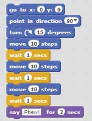 22 Introducing Scratch You can insert blocks into an existing script.