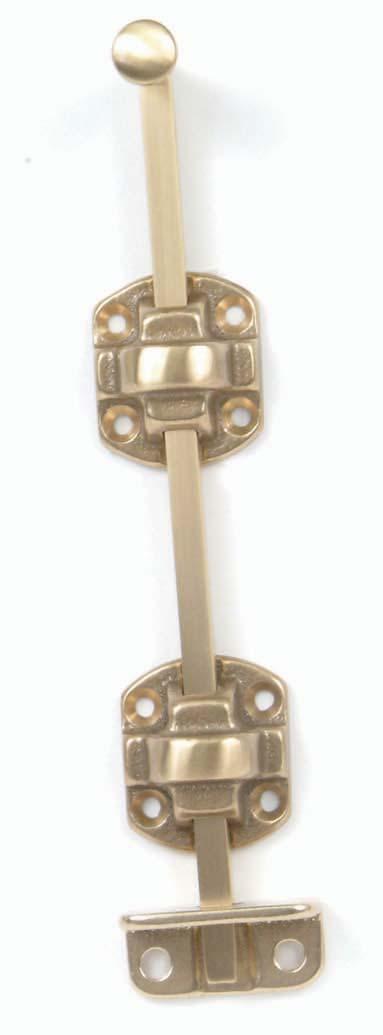 C20 Naval Brass, Satin Brushed 2104 Surface Bolt This slim line surface bolt is perfect for mounting on french casement windows with narrow stiles.