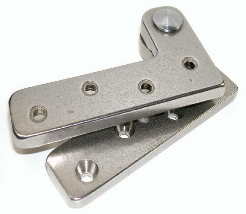 C9 Extension Hinge This hinge allows an extended pivot point outside of the mounting surface. Order this part in manganese bronze for high strength applications.