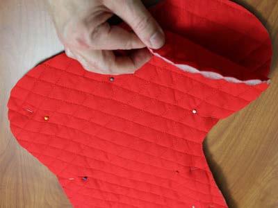 Align the fabric pieces together, right sides together and pin in place.
