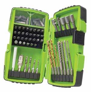 Hammer drill rated carbide grade tips and hardened shank masonry drill bits. Hardened forged magnetic nut drivers fit most TapCon fasteners.