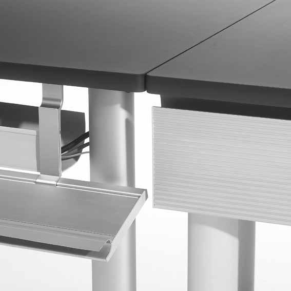 MODESTY PANEL & WIRE MANAGEMENT - Vox Meeting table modesty panels can be incorporated on any Basic Element, flat sides of the Half Circle Element, flat sides on the Angle Element, and on the