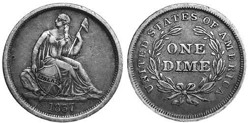 Twenty Cents 209P. 1837, Seated Liberty. No Stars, Large date. Choice original VF- EF, neat die crack obv.