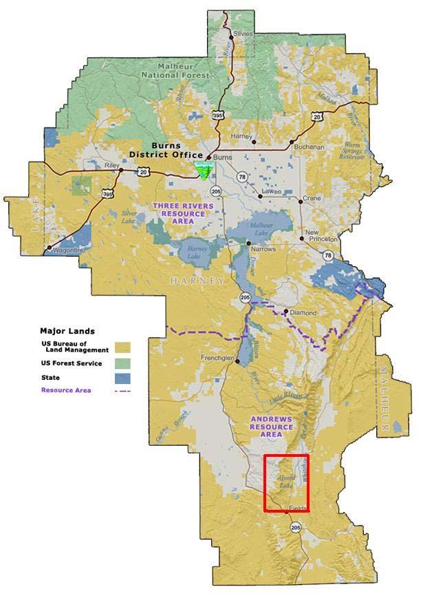 Figure 2: BLM Burns District ownership map.