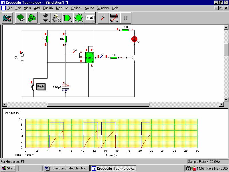 CROCODILE CLIPS ACTIVITY Using Crocodile clips modelling software draw out the MONOSTABLE circuit and plot a graph of the output.