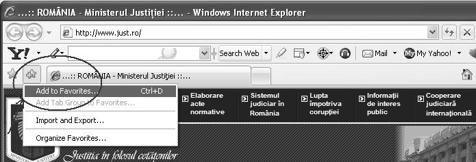 1. Deschidem în Internet Explorer pagina web dorită. 2.