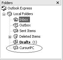 folder pentru mesaje Outlook Express: clic