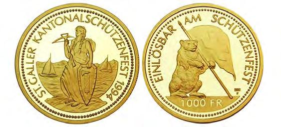 Mintage: 6,000 pcs. ($700-800) 690P. Gold Shooting 500 Francs, 2002. Festival in Zurich.