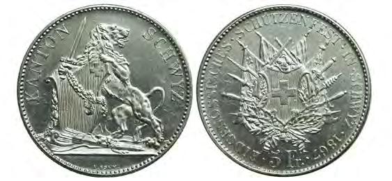 Shooting 5 Francs, 1857. Bern. KM-S4, Bruce-X#S4, M-107.