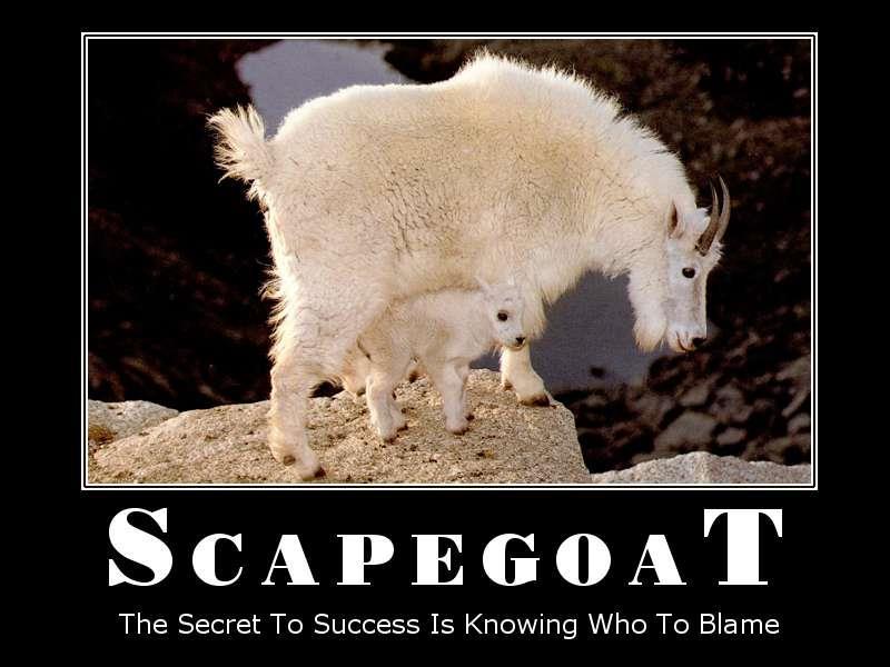 SCAPEGOAT: one who is blamed