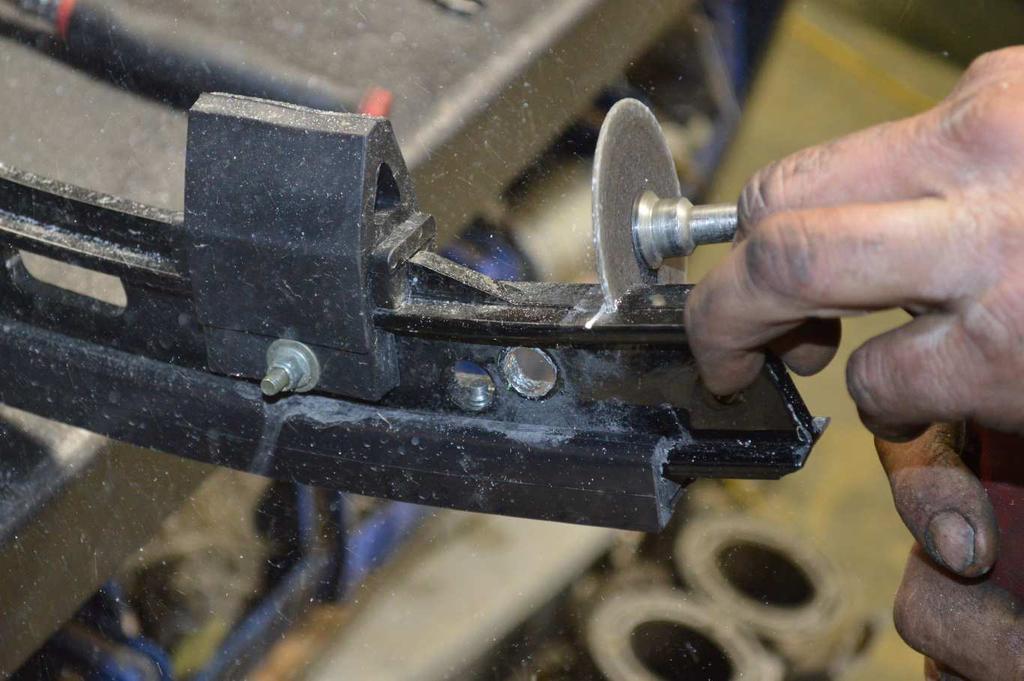 Using a cutting wheel or blade, cut your suspension skid where