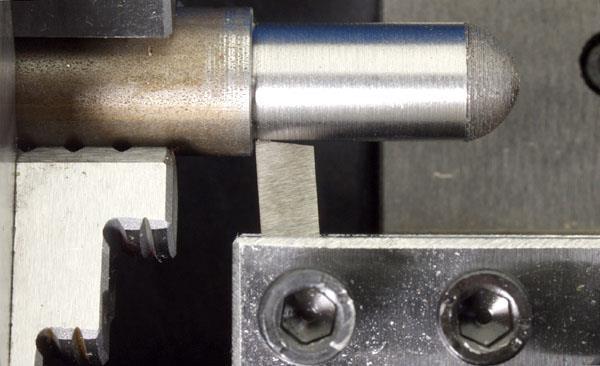 3. Move the carriage so that the tool bit is near the right end of the workpiece. 4. Turn the lathe on. Adjust the speed to an appropriate speed for the material and diameter you are working on.
