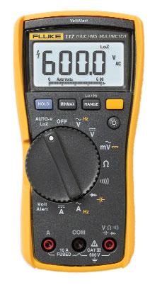 probe Fluke-117 Electrician s Multimeter RECOMMENDED ACCESSORIES TPAK Meter hanging kit with magnet AC220 Alligator clips C50 Carrying case Fluke Digital Multimeters These little meters pack more