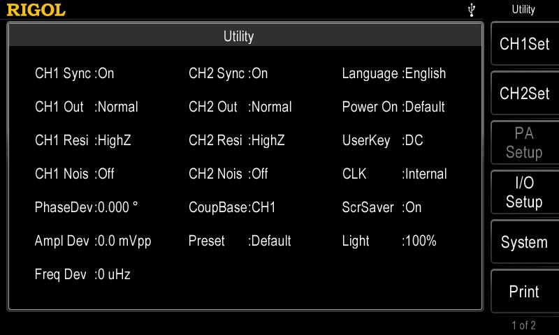 Chapter 10 Utility and System Settings Overview Press Utility at the front panel to open the operation interface as shown in the figure below.