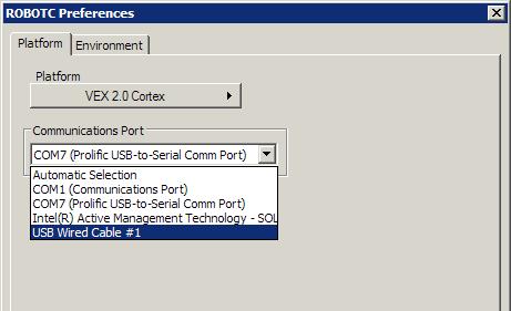 2b. Platform Tab Make sure that the Platform tab is selected on the ROBOTC Preferences window. 2c.