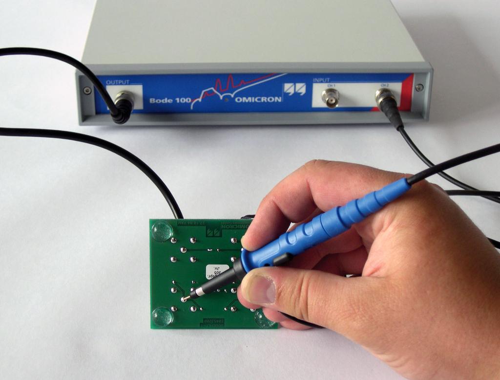 Bode 100 User Manual Figure 10-37: Touching the DUT s input with the probe s tip Hint: Ensure that the probe s tip is in contact with the DUT s input all the