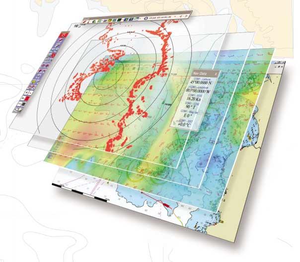 MaxSea-NavNet software offers increased efficiency at sea by using its exclusive capabilities, such as seamless chart displays, advanced weather forecast overlay, real-time three dimensional images
