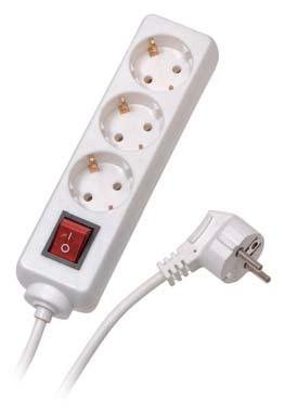 4 m lead, white ES3 S15 ctn qty. 38 EDP-No. 28257 Triple socket extension lead with switch, 1.
